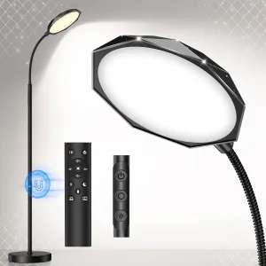Floor Lamp, 18W Bright LED Floor Lamps for Living Room with Diamond-Surface, Stepless Adjustable Colors & Dimmer Standing Lamp with Timer, Remote & Touch Control, Reading Lights for Bedroom, Office