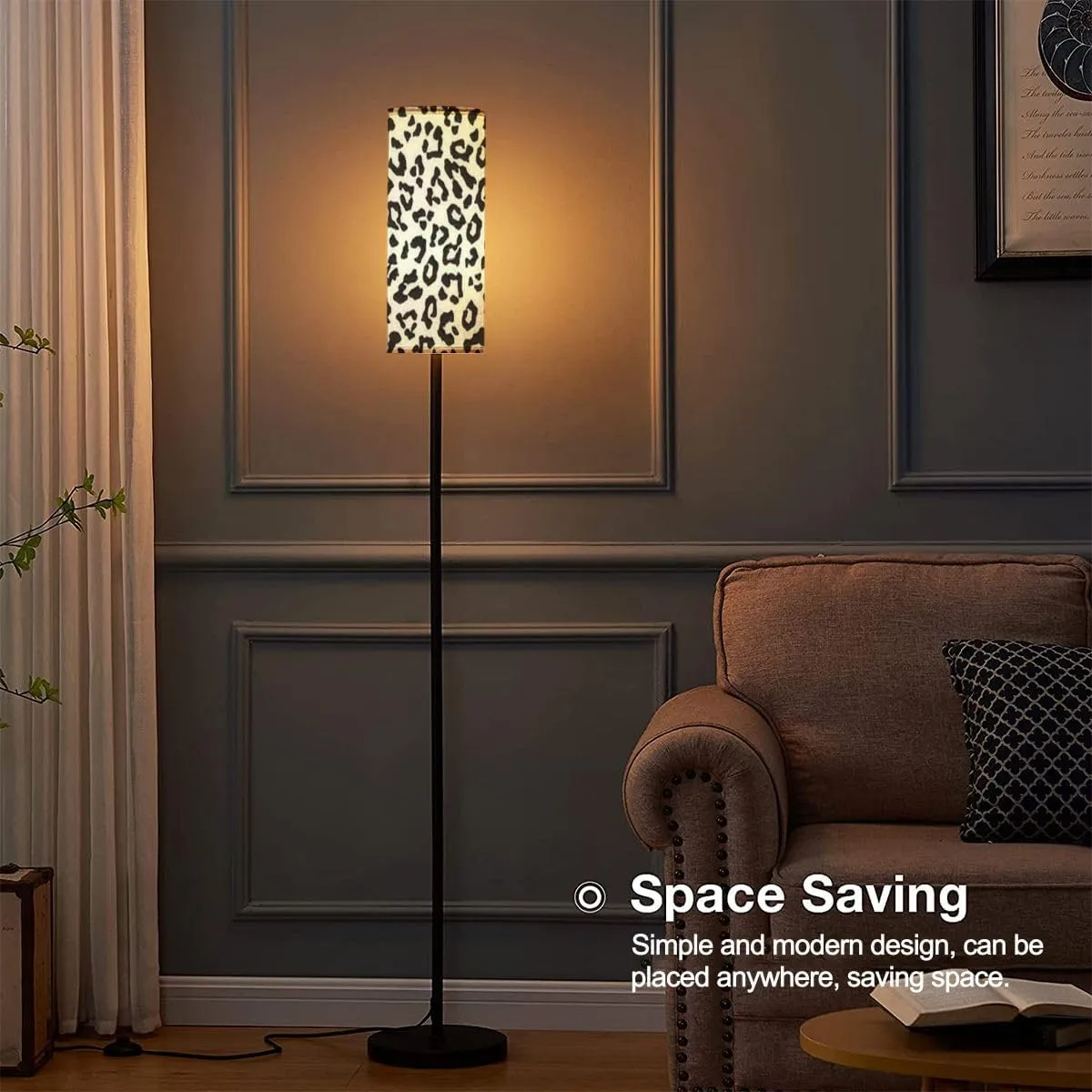 Floor Lamp for Living Room Animal Skin Pattern Seamless for Fabric Wrapping Modern Standing Lamp Remote Control Dimmable Pole Lamp Corner Tall Lamp for Office Bedroom Reading