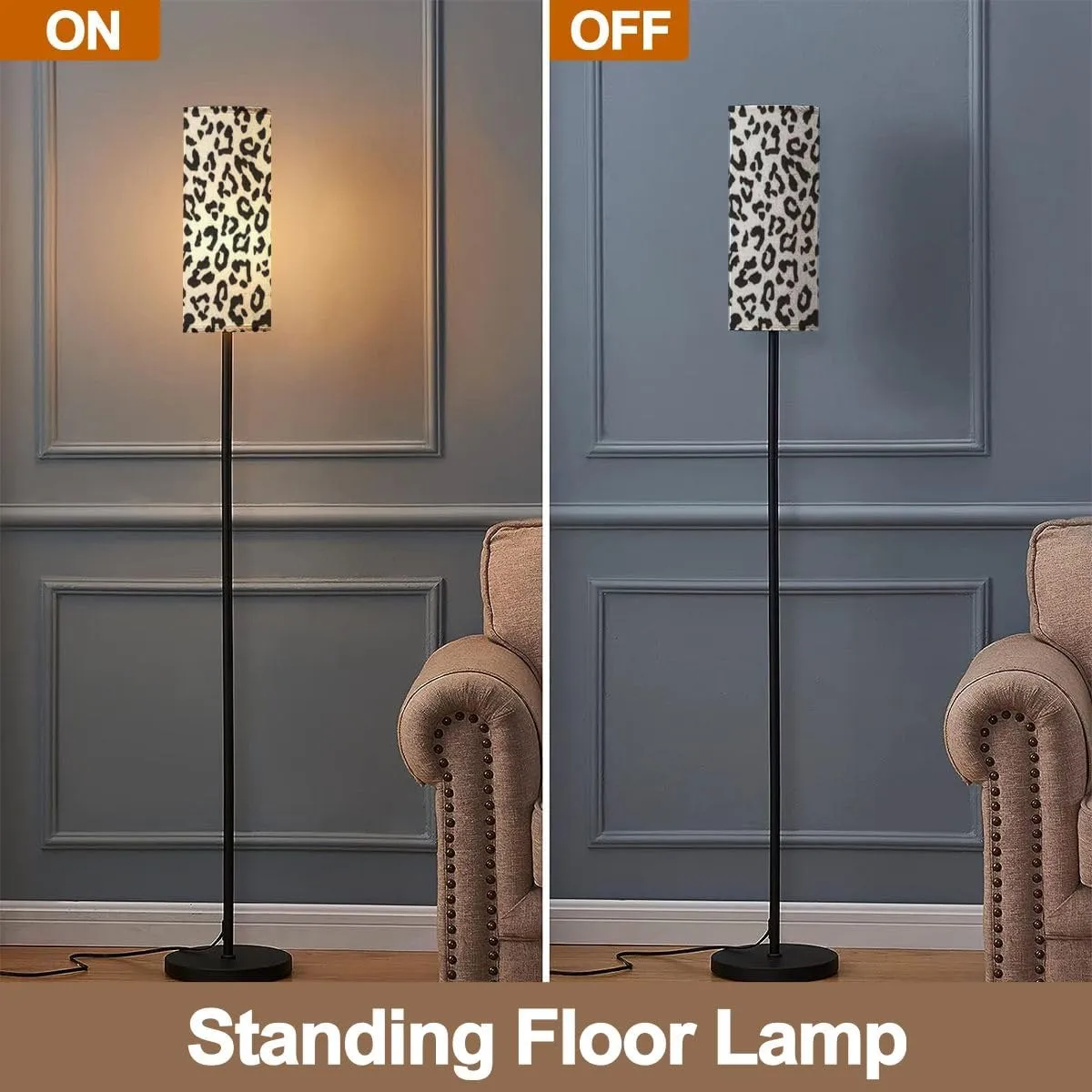 Floor Lamp for Living Room Animal Skin Pattern Seamless for Fabric Wrapping Modern Standing Lamp Remote Control Dimmable Pole Lamp Corner Tall Lamp for Office Bedroom Reading