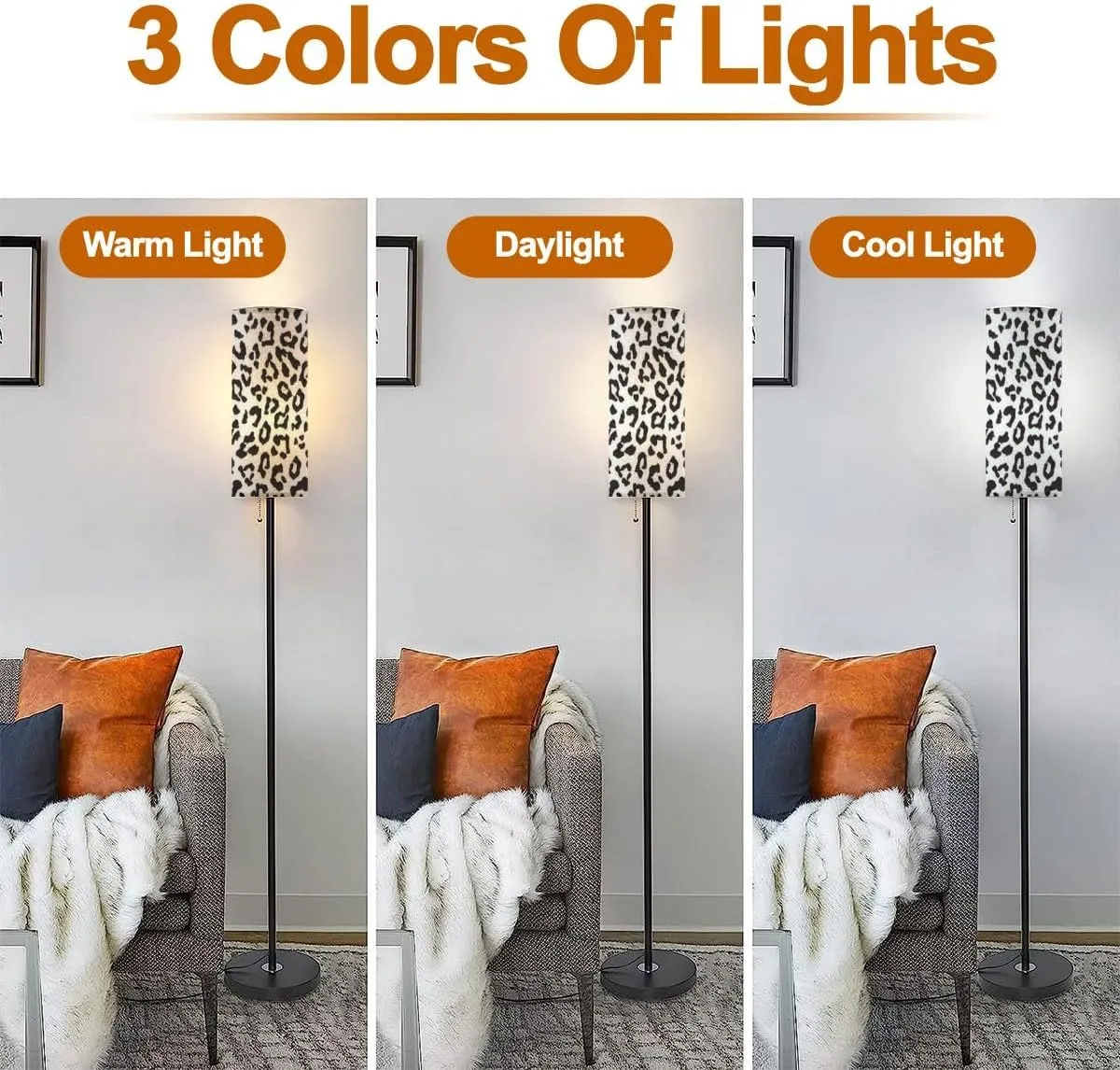 Floor Lamp for Living Room Animal Skin Pattern Seamless for Fabric Wrapping Modern Standing Lamp Remote Control Dimmable Pole Lamp Corner Tall Lamp for Office Bedroom Reading