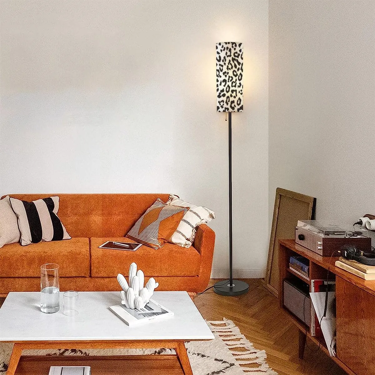 Floor Lamp for Living Room Animal Skin Pattern Seamless for Fabric Wrapping Modern Standing Lamp Remote Control Dimmable Pole Lamp Corner Tall Lamp for Office Bedroom Reading