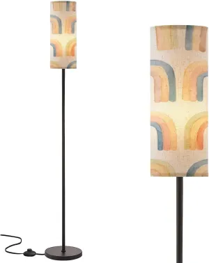 Floor Lamp for Living Room Watercolor nursery boho raindow neutral decicate blue yellow pink Modern Standing Lamp Remote Control Dimmable Pole Lamp Corner Tall Lamp for Office Bedroom Reading