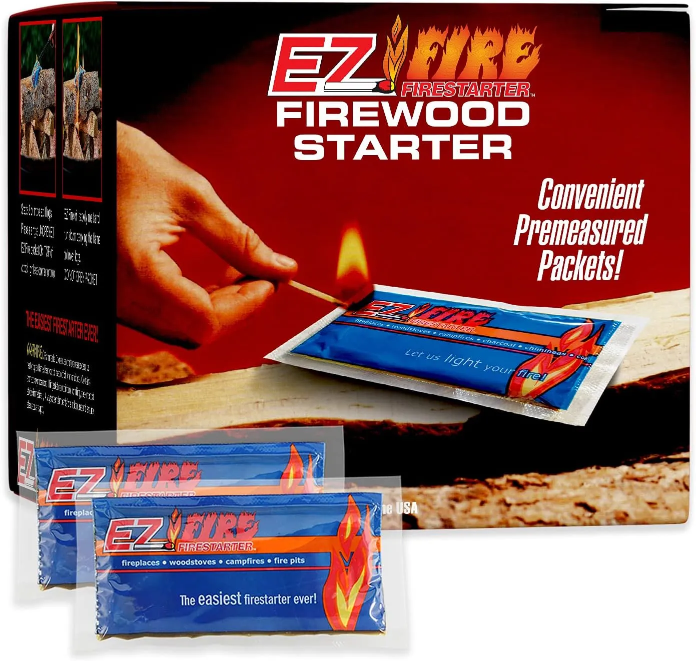 for Fireplace, Campfire, or Grills. Safe, All Purpose, Effective, Waterproof, Windproof Fire Starter Gel Packets for Indoor or Outdoor Use. 100 Pack