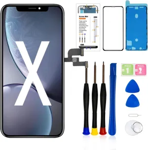 for iPhone X10 Screen Replacement ，5.8 inch LCD Display 3D Touch Screen Digitizer Assembly,Compatible with iPhone X 10 Screen Replacement Kit (A1865,A1901,A1902) with Repair Tools Kit  Tempered Glass
