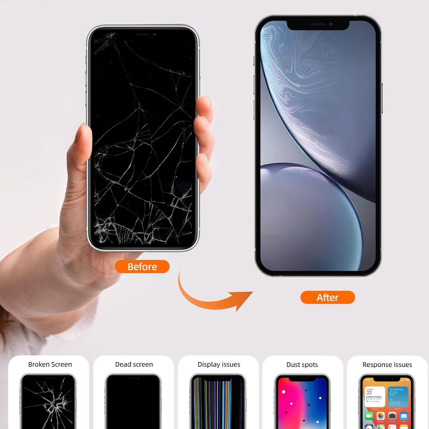 for iPhone X10 Screen Replacement ，5.8 inch LCD Display 3D Touch Screen Digitizer Assembly,Compatible with iPhone X 10 Screen Replacement Kit (A1865,A1901,A1902) with Repair Tools Kit  Tempered Glass
