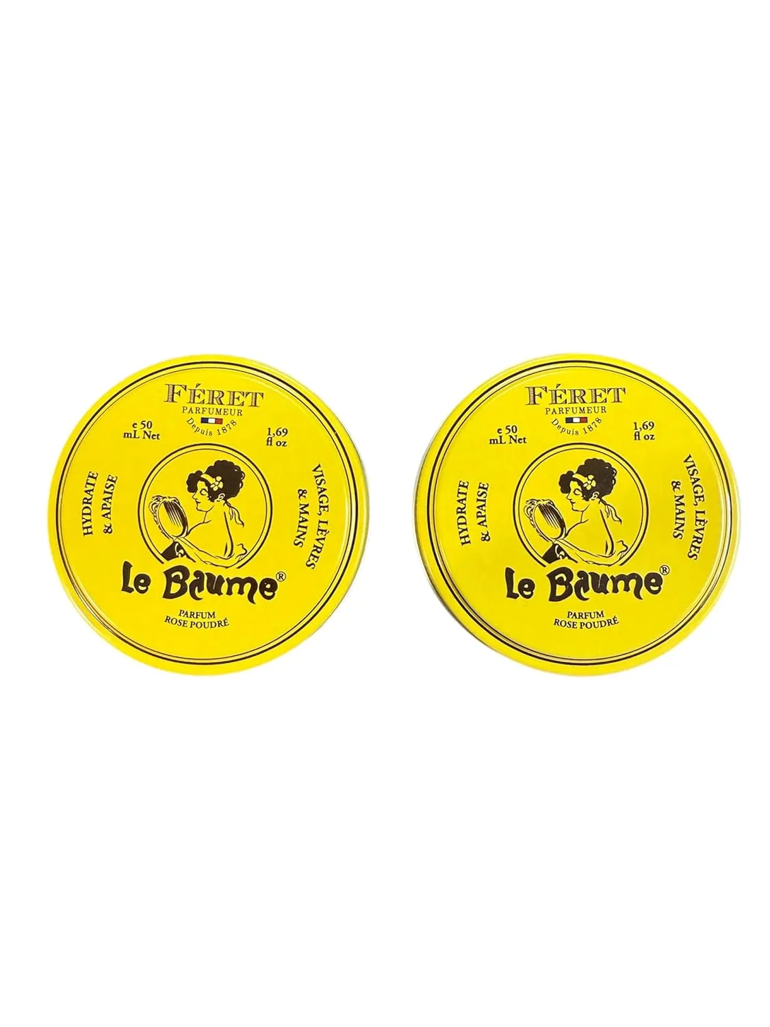 Féret Parfumeur Le Baume, Natural Multipurpose Moisturizing Balm, Face Lips and Body, Made in France (1.7 oz   1.7 oz, Rose)