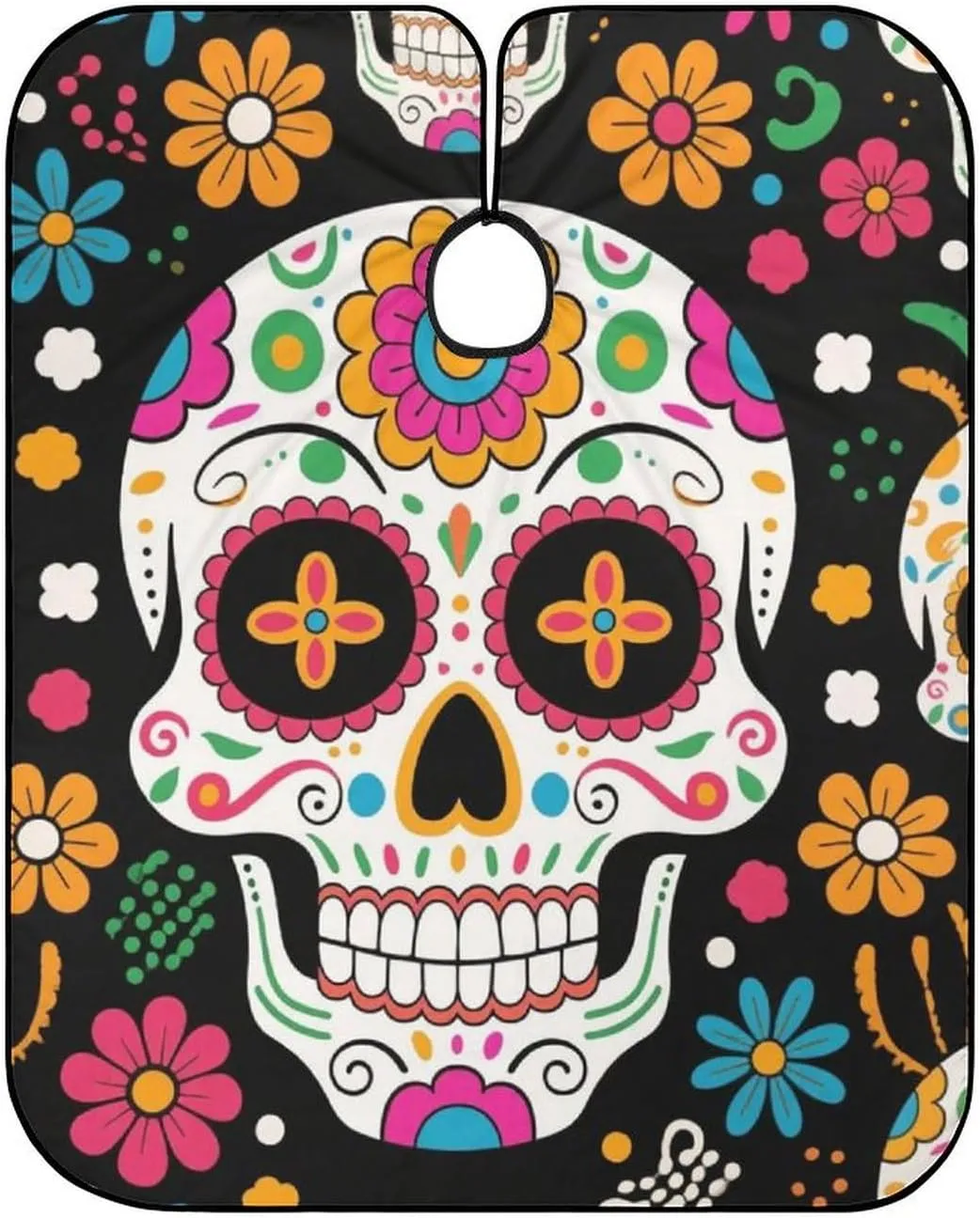 Full Coverage Hair Cutting Cape - Hairdressing Apron Mexican Sugar Skull Flower Art Hair-Cutting Gown for Makeup Artist Beautician