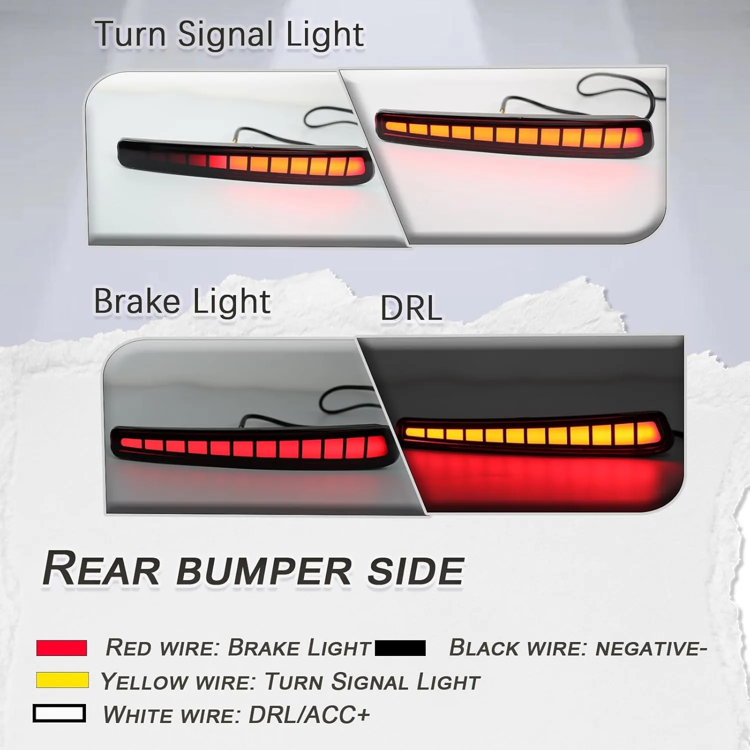 Full LED Rear Reflector Lights, 2 Pcs Rear Reflector Trim Lamp Kit for Toyota Corolla 2020-2025 Models,Sequential Turn Signal Light & Daytime Running Light & Brake Lights