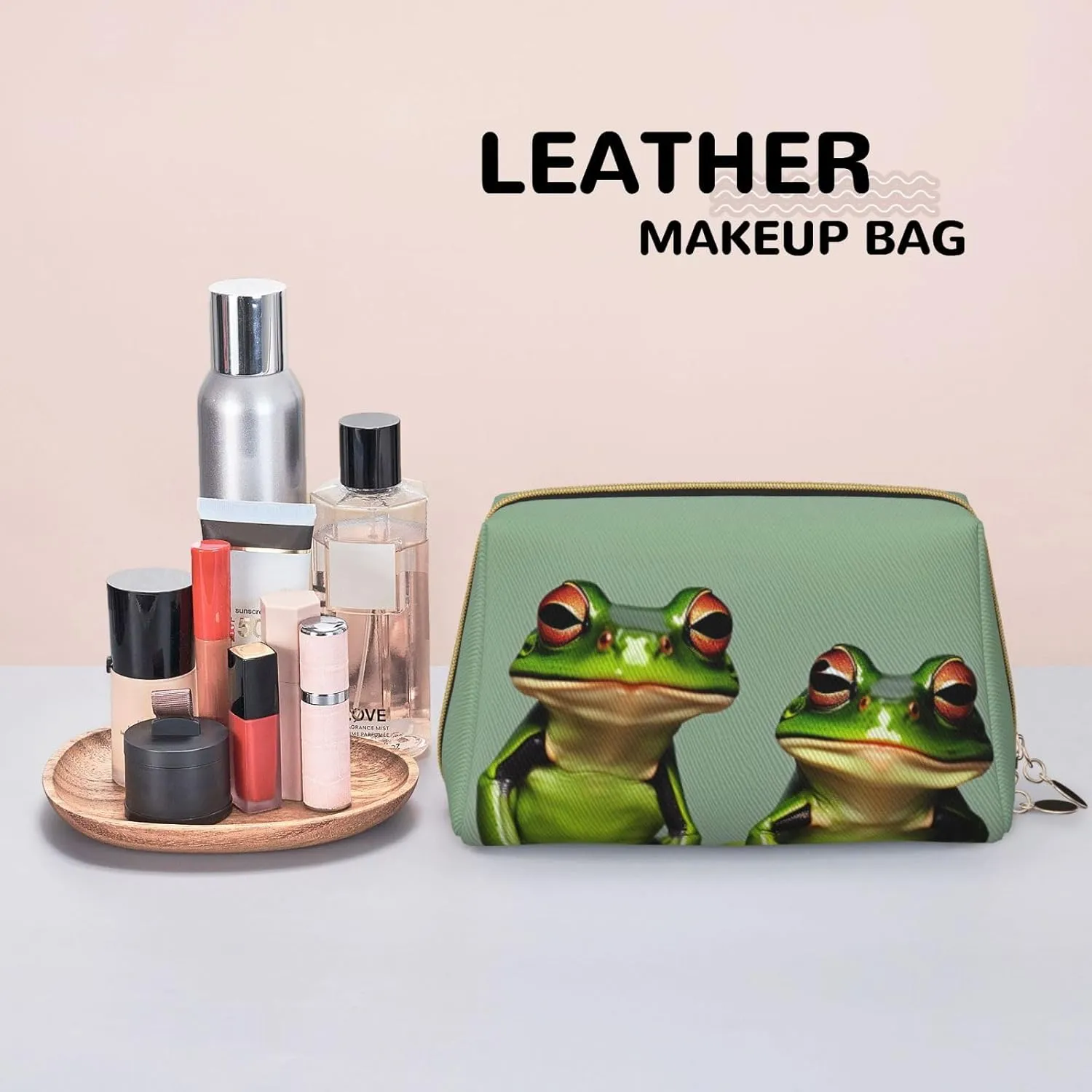 Funny Green Frogs 1 Toiletry Pouch, Travel-Friendly Makeup Organizer For Makeup Brushes, Lipsticks