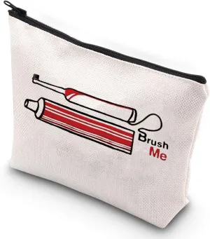 G2TUP Novelty Travel Toothbrush Holder Brush Me Canvas Travel Dopp Kit Toothpaste Organizer Toiletries Bag (Brush Me)