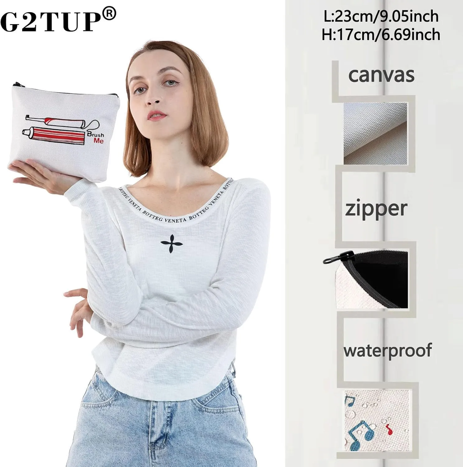 G2TUP Novelty Travel Toothbrush Holder Brush Me Canvas Travel Dopp Kit Toothpaste Organizer Toiletries Bag (Brush Me)