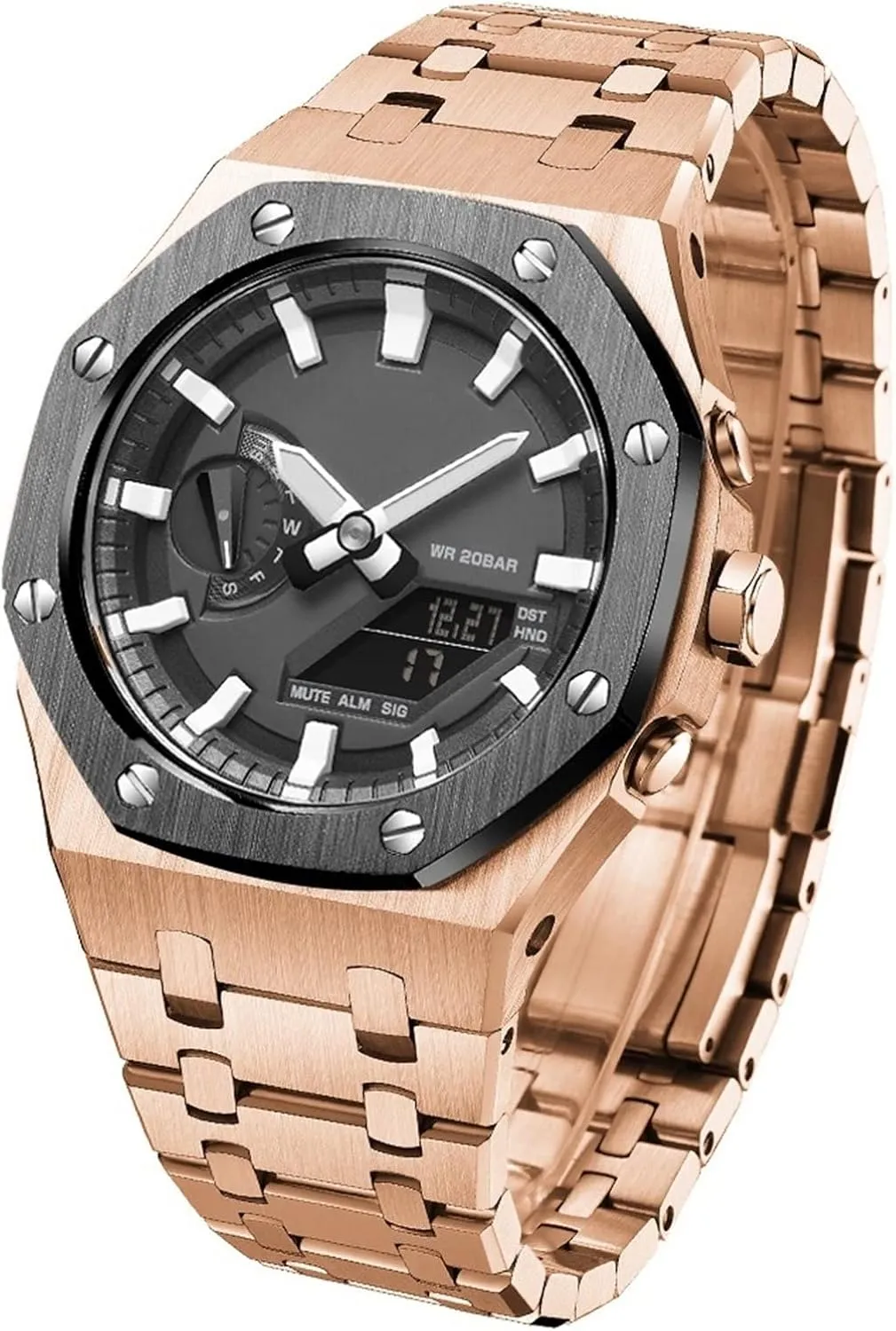 GA2100 Model Oak All Metal Bezel Strap Style Watch Bands For GA2100VB-1A Mod Kit Accessories with bottom cover
