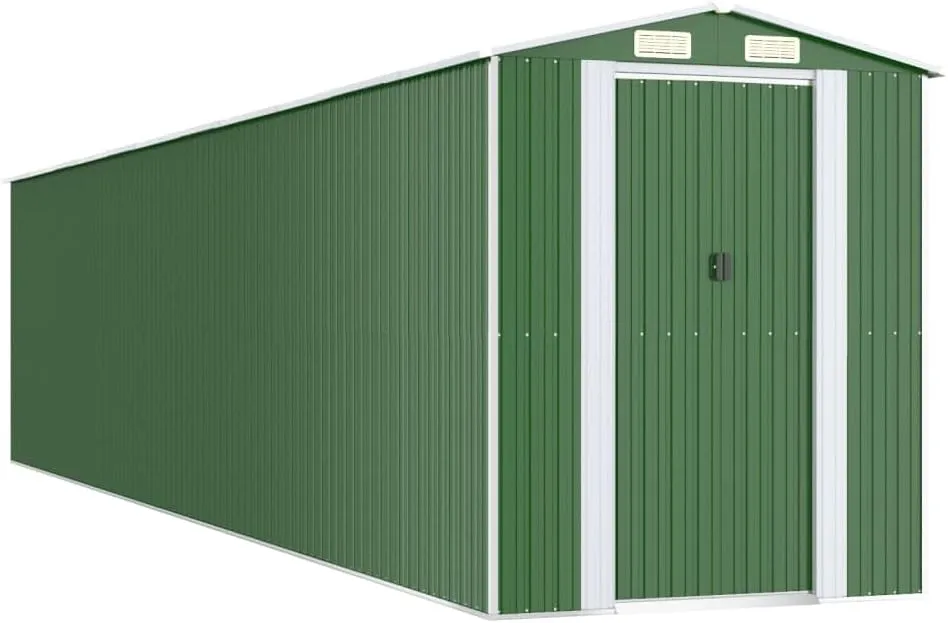 Garden Shed Green Galvanized Steel, Waterproof Outdoor Storage Sheds for Bike, Small Tool, Motorcycle and Garden, 192 x 192 x 223 cm