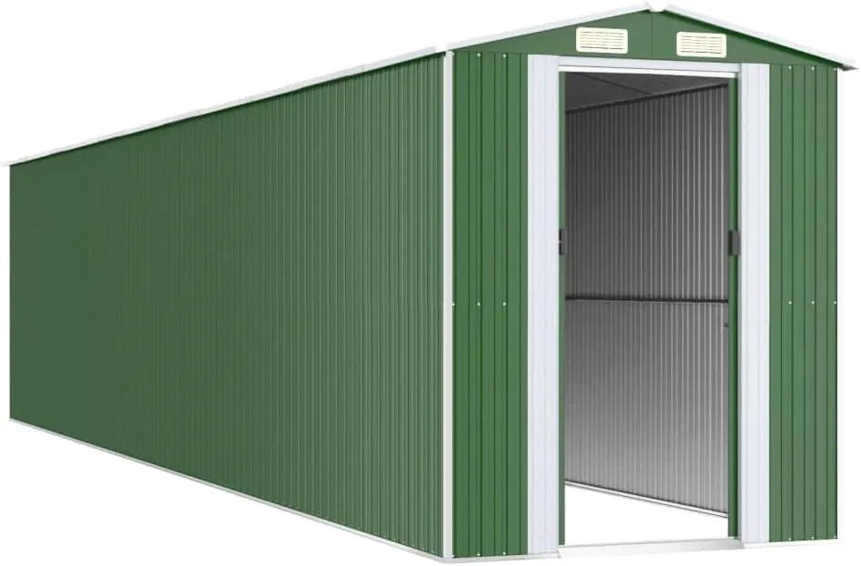 Garden Shed Green Galvanized Steel, Waterproof Outdoor Storage Sheds for Bike, Small Tool, Motorcycle and Garden, 192 x 192 x 223 cm