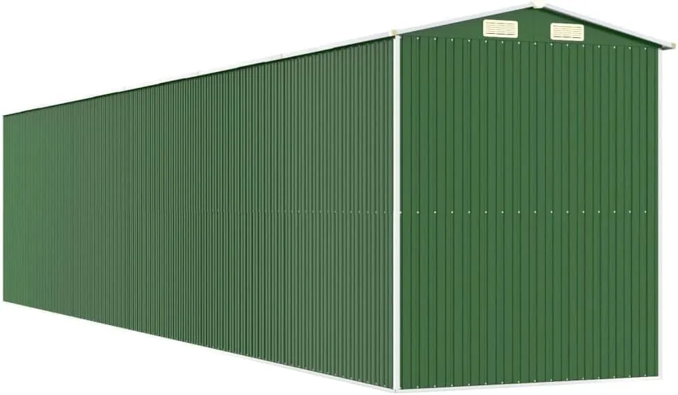 Garden Shed Green Galvanized Steel, Waterproof Outdoor Storage Sheds for Bike, Small Tool, Motorcycle and Garden, 192 x 192 x 223 cm