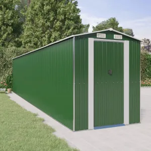 Garden Shed Green Galvanized Steel, Waterproof Outdoor Storage Sheds for Bike, Small Tool, Motorcycle and Garden, 192 x 192 x 223 cm