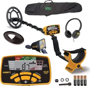 Garrett ACE 300 Metal Detector Bundle – Made in The USA - Digital Target ID, Iron Resolution, Adjustable Frequency, Includes Carry Bag, Headphones & Searchcoil Cover