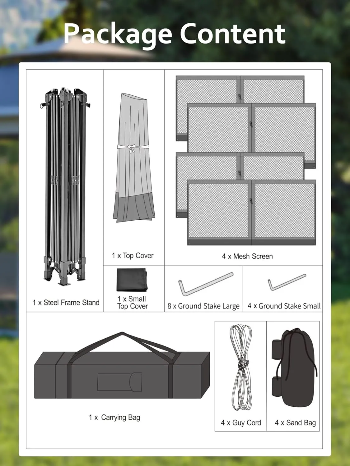Garvee 13x13FT Pop Up Gazebo, Canopy Tent with Mosquito Netting,Outdoor Gazebos for Backyard & Patio Furniture - Pop Up Tent with Wheeled STO-N-Go Cover Bag (Dark Grgy Light Grey)
