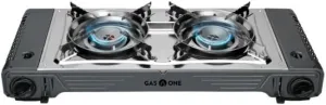 GasOne 2-Burner Portable Camp Stove - High Output 15,300 BTU - With Durable Carrying Case, Automatic Ignition, Safety Features, Perfect for Camping, Hiking, Tailgating, and Emergency Preparedness