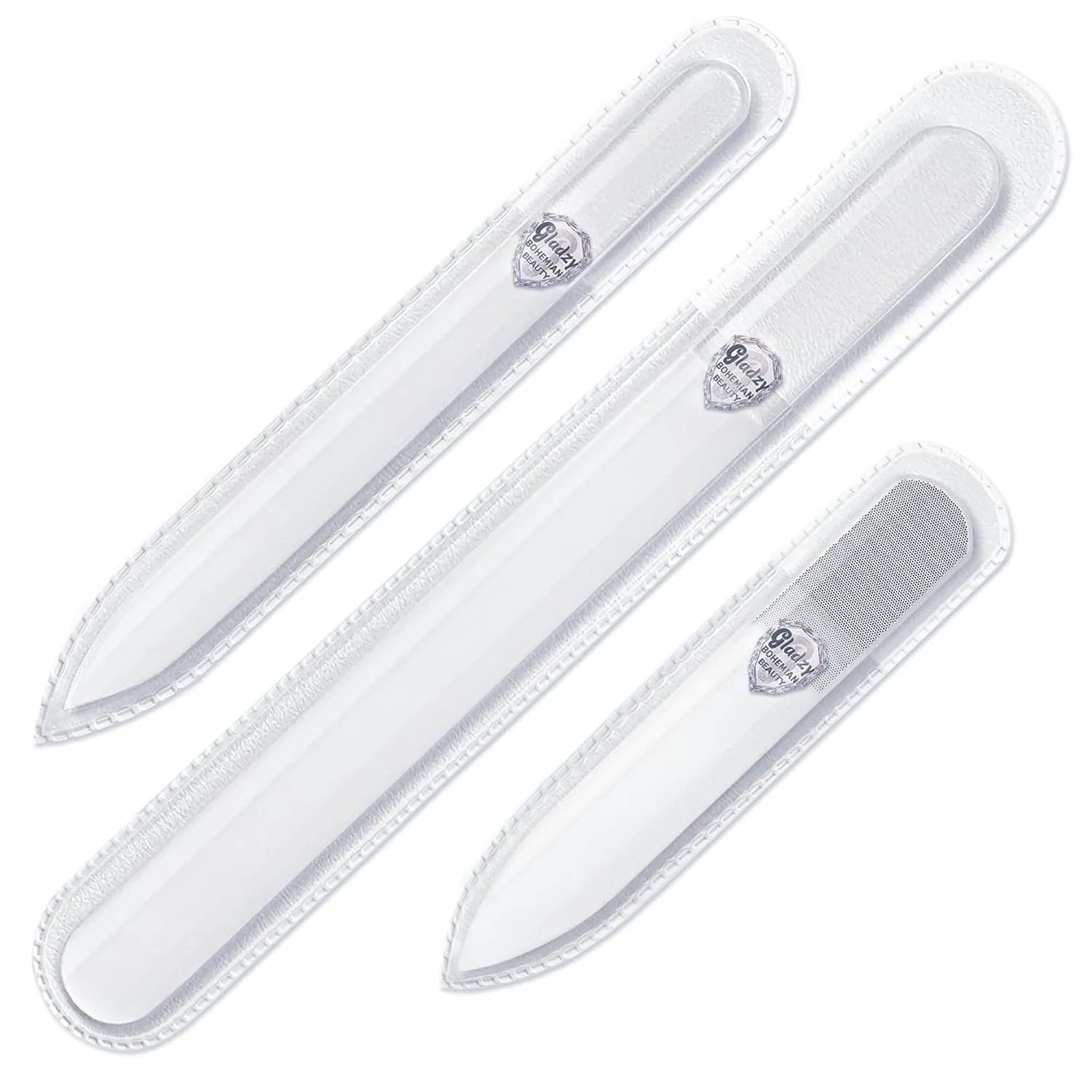 Genuine Czech Glass Nail File Set - Multi-Functional Shiner Buffer, Double Sided Different Grit Etched Surface, Manicure & Pedicure, Professional Nail Care Tool, EU Quality by GLADZY