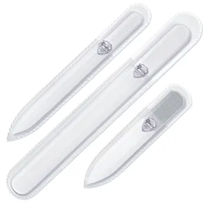 Genuine Czech Glass Nail File Set - Multi-Functional Shiner Buffer, Double Sided Different Grit Etched Surface, Manicure & Pedicure, Professional Nail Care Tool, EU Quality by GLADZY