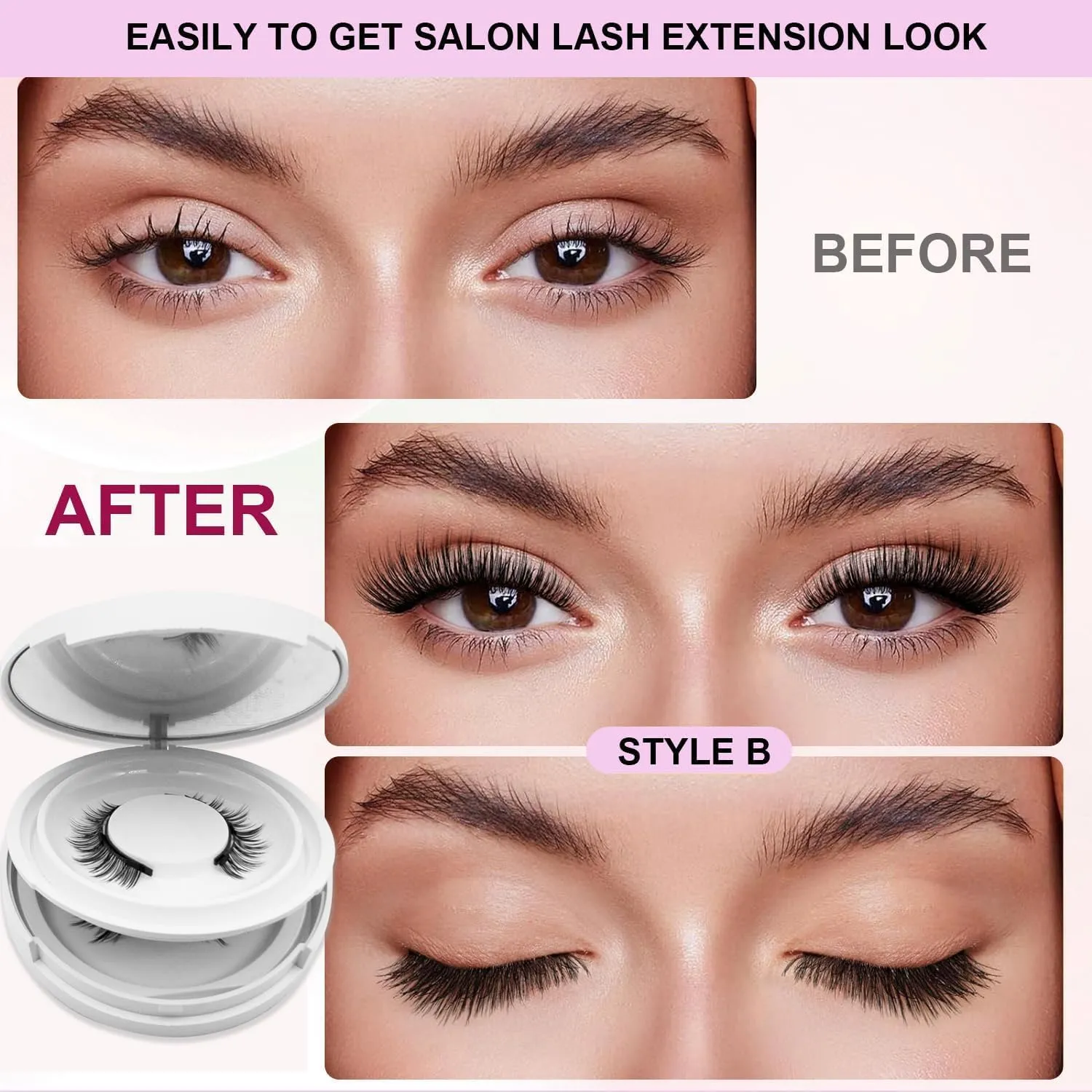 Ginani Magnetic Eyelashes with Applicator,Magnetic Eyelashes Natural Look, Ginani Magnet Lashes without Eyeliner,Reusable No Glue Needed Soft Eyelashes Natural Look(Camellia Iris)