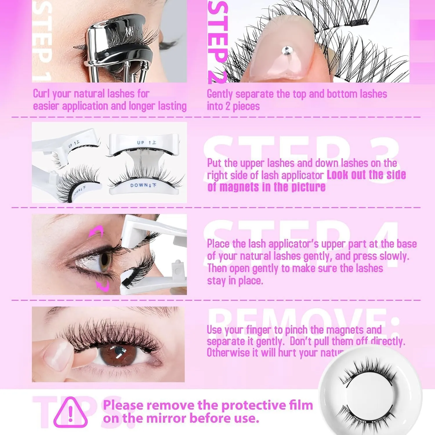 Ginani Magnetic Eyelashes with Applicator,Magnetic Eyelashes Natural Look, Ginani Magnet Lashes without Eyeliner,Reusable No Glue Needed Soft Eyelashes Natural Look(Camellia Iris)