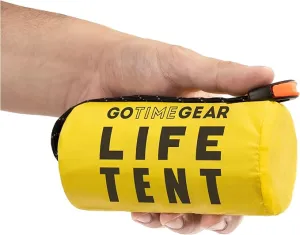 Go Time Gear Survival Life Tent • 2 Person Mylar Emergency Shelter Tube Tent   Paracord • All-Weather Protection for Camping, Hiking, & Survival Kits • Includes Emergency Whistle
