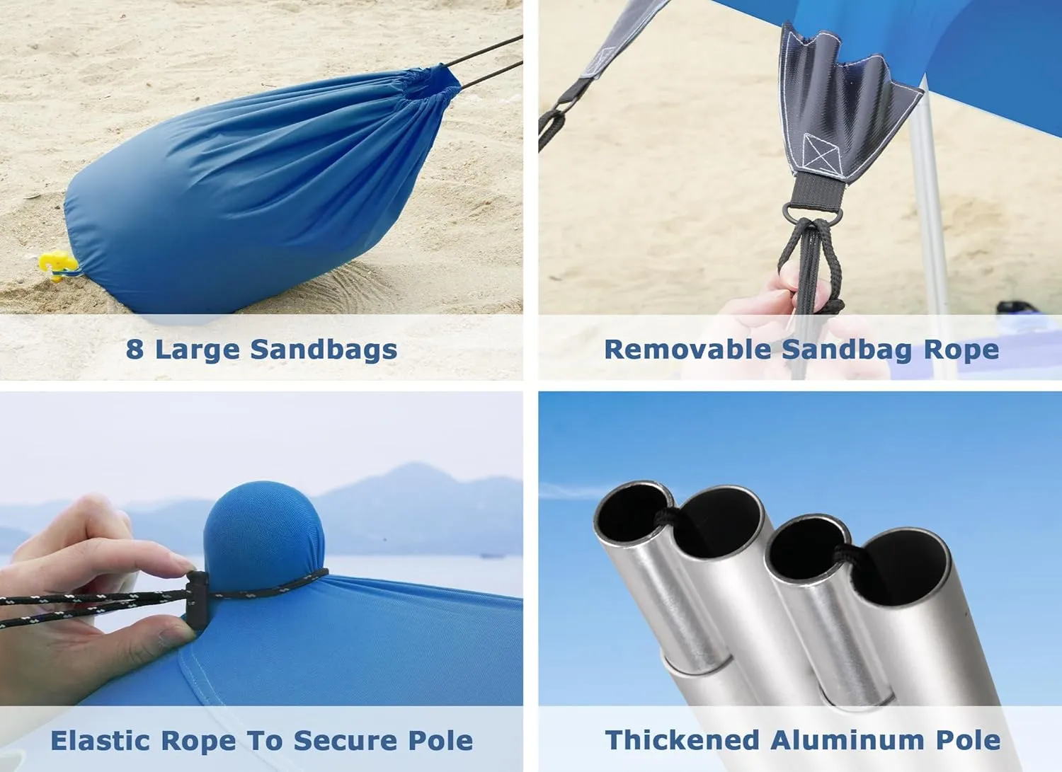 Gorich Beach Tent Sun Shelter with 8 Sandbags, UPF50  Protection & Windproof Pop Up Beach Canopy Tent Sun Shade for Family, Travel & Camping, Easy Setup Canopy Umbrella