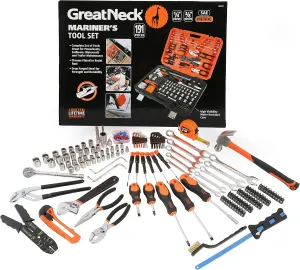 GreatNeck MS191 191-Piece Tool Kit, Boat Accessories Marine Tools Set, Rust Resistant Hand Tools Water Resistant Storage Case