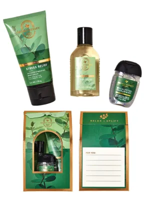 Green Mini Gift Set – 3pc Travel Size Body Wash, Hand Gel & Body Cream – Fresh Botanical Scent – Self-Care Kit with Gift Box for Any Occasion