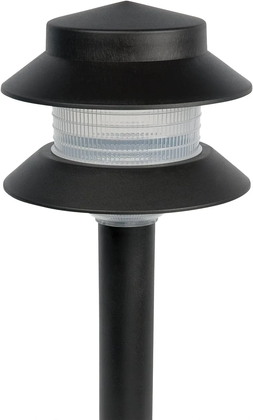 GreenLighting 35 Lumen Modern 2-Tier Low Voltage Path Light - Outdoor 2.5 Watt Landscape Light (12 Pack, Black)