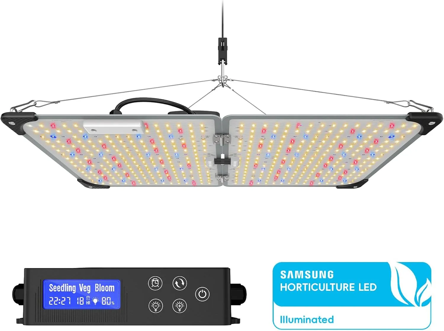 Grow Lights for Indoor Plants, 120W LED Grow Light Full Spectrum, with Samsung LM218B  Diodes(512 Pcs),HD Digital, 3 Modes, 24H Timer, 10-100% Dimming for 3X3 / 4X4 ft Grow Tent