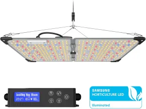 Grow Lights for Indoor Plants, 120W LED Grow Light Full Spectrum, with Samsung LM218B  Diodes(512 Pcs),HD Digital, 3 Modes, 24H Timer, 10-100% Dimming for 3X3 / 4X4 ft Grow Tent