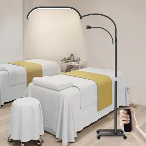 Half Moon Light for Eyelash Extensions, Dimmable Lash Light for Eyelash Tech, Esthetician Lamp with Phone Holder & Swing Arm, Lash Lamp for Nail Tech, Beauty, Tattoo Artists (Black, A)