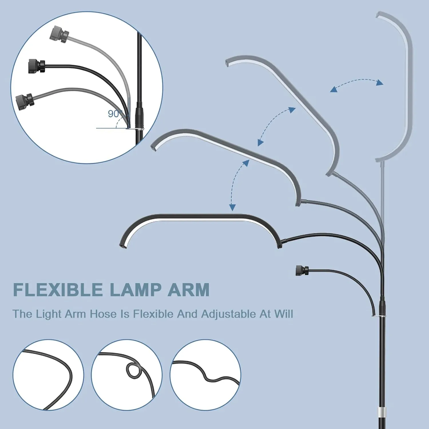Half Moon Light for Eyelash Extensions, Dimmable Lash Light for Eyelash Tech, Esthetician Lamp with Phone Holder & Swing Arm, Lash Lamp for Nail Tech, Beauty, Tattoo Artists (Black, A)