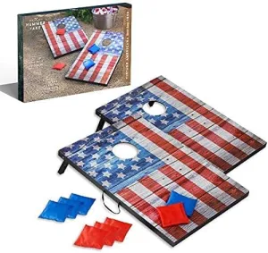 Hammer   Axe Bean Bag Cornhole Set Game, Includes 8 Bean Bags, Two Regulation Quality 3'x2' Boards, Built-in Carrying Handles, Portable Gameplay, Fun Activity Kit for Kids & Adults