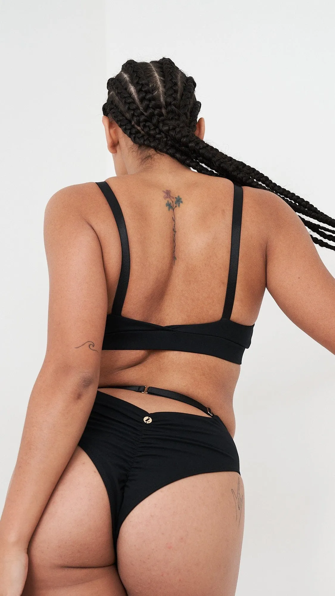 Hannah Low Waist - Adjustable Cut Out Low Waist Bottom Black