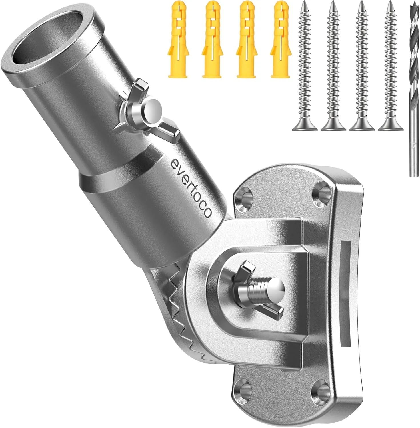 Heavy Duty T304 Stainless Steel Flag Pole Bracket - 180° Adjustable Flag Pole Holder for House with Two Installation Methods, Flag Holder for 1" Inner Diameter Pole, Wind Resistant &Rust Free