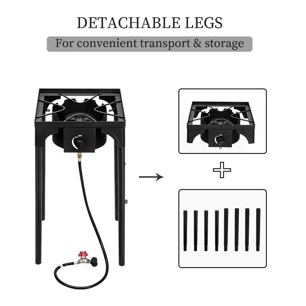 High Pressure Single Burner Propane Camp Stove 75000 BTU Portable Cast Iron Outdoor Cooker