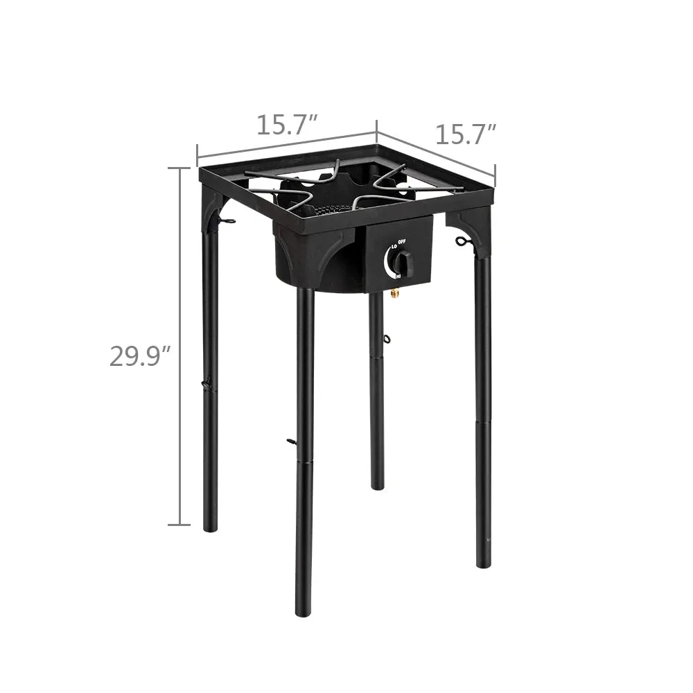 High Pressure Single Burner Propane Camp Stove 75000 BTU Portable Cast Iron Outdoor Cooker