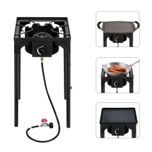 High Pressure Single Burner Propane Camp Stove 75000 BTU Portable Cast Iron Outdoor Cooker
