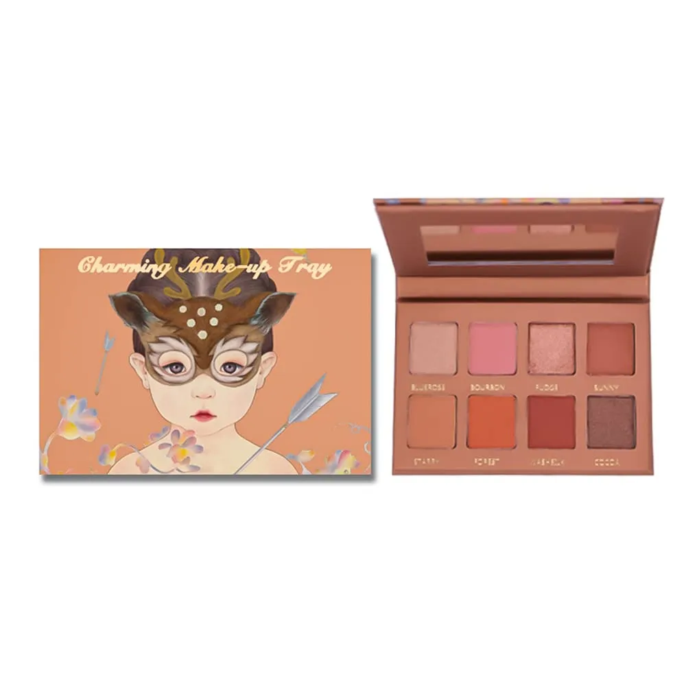 Highly Pigmented Eyeshadow Palette , 8 Colors Matte Shimmer Glitter Metallic Eyeshadow Palette Water proof Blendable Long Lasting Natural Colors Make Up Eyeshadow Cosmetics Gift Kit-Great for Travel (#02)