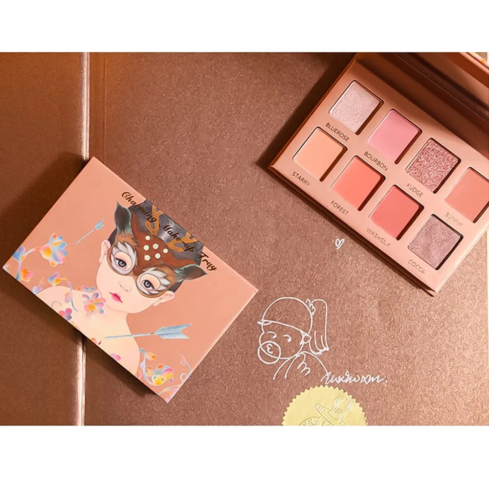 Highly Pigmented Eyeshadow Palette , 8 Colors Matte Shimmer Glitter Metallic Eyeshadow Palette Water proof Blendable Long Lasting Natural Colors Make Up Eyeshadow Cosmetics Gift Kit-Great for Travel (#02)