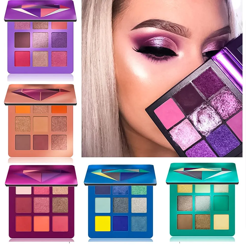 Highly Pigmented Eyeshadow Palette , 9 Colors Matte Shimmer Glitter Metallic Eyeshadow Palette Waterproof Blendable Long Lasting Natural Colors Make Up Eye Shadows Cosmetics Gift Kit-Great for Travel (04#)