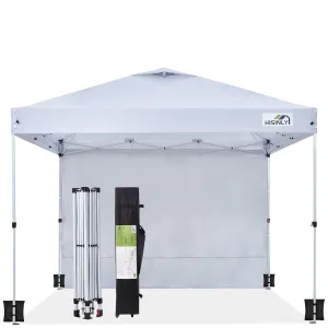 Hisinly 10x10ft Pop Up Canopy Tent with Removable Sidewall, Instant Shade Canopy with Vented Roof for Patio Outdoor Camping with Wheel-Bag, 4 Sand Bags, 8 Stakes