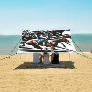 Horse Race Riders Equestrian Beach Camping Tent Sun Shelter for Whole Family, Beach Shade Canopy with UPF50  UV Protection,Easy Set Up and Carry,Outdoor Shade for Trips, Fishing, Backyard Fun P