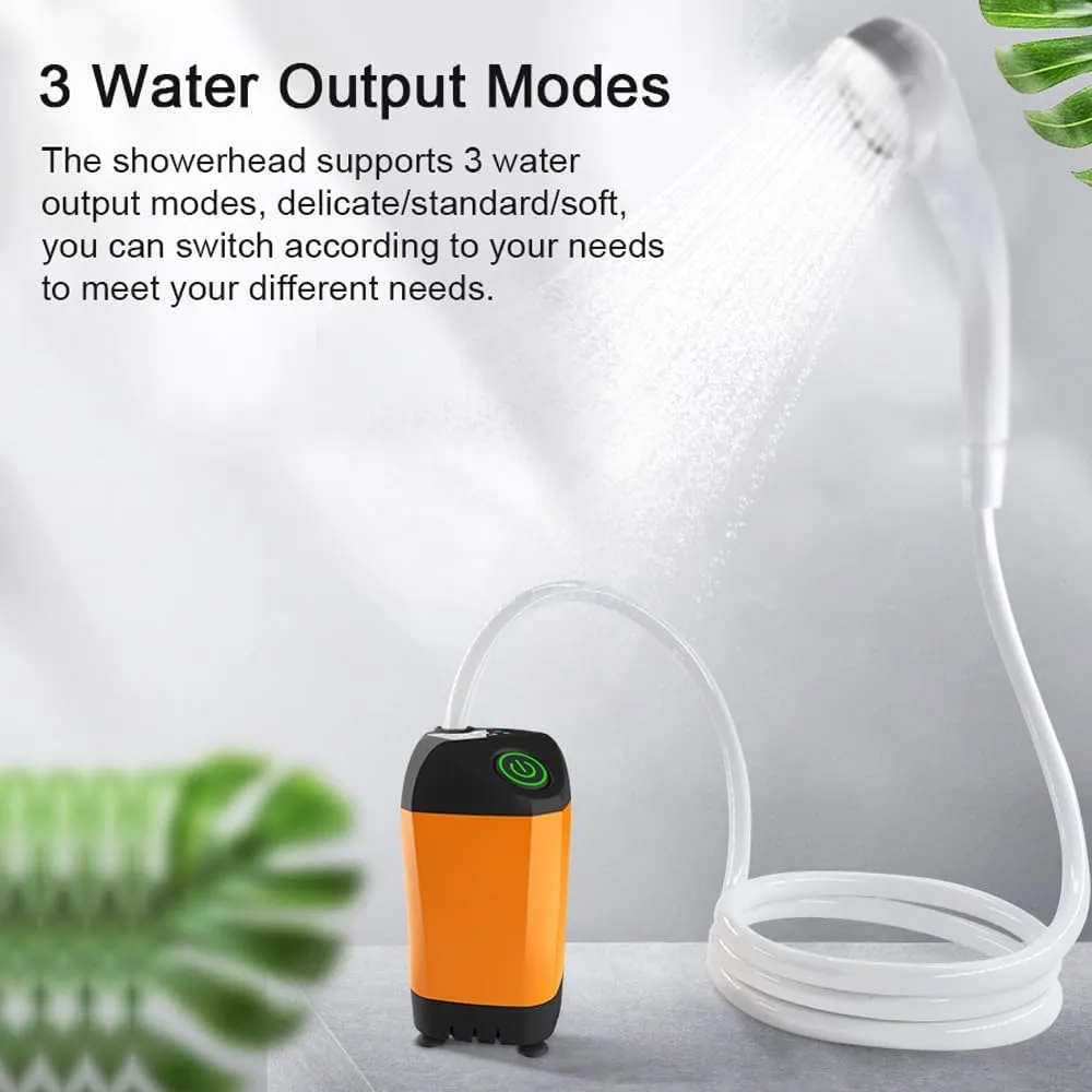 HXBER Portable Shower for Camping Electric Shower Pump IPX7 Waterproof for Camping Hiking Backpacking RV Travel Beach Pet Watering Outdoor Shower Kit