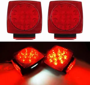 iBrightstar IP68 Waterproof Square LED Trailer Lights Kit - Utility Trailer Accessories with Brake Stop Tail Running License Plate Light for 12V Camper Truck Boat Snowmobile Marine Under 80", DOT