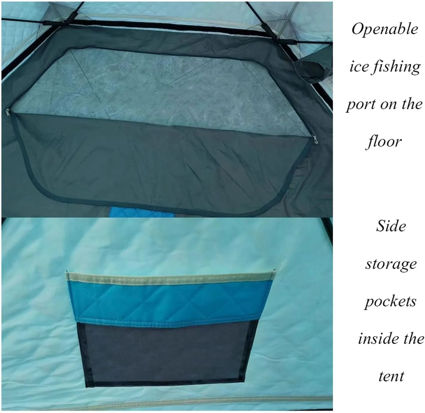 ice Fishing Tent ice Fishing shelter Insulated 3-4 Person Portable Quick-Open Hexagonal Warm and Anti-Cold Ice Fishing Tent with Chimney(Color:1)